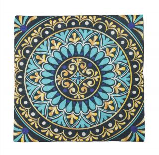 Sanu Babu Obliečka na vankúš, tyrkysovo-zlatá Mandala, 40x40cm