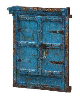 Sanu Babu Okno so zrkadlom z teakového dreva s okenicou, 55x16x65cm
