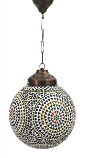 Sanu Babu Okrúhla sklenená mozaiková lampa, multifarebná, priemer 25cm, výška 28cm (6F)