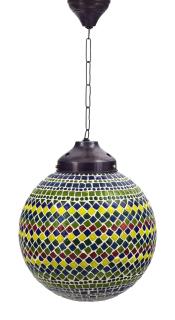 Sanu Babu Okrúhla sklenená mozaiková lampa, multifarebná, priemer 25cm, výška 28cm