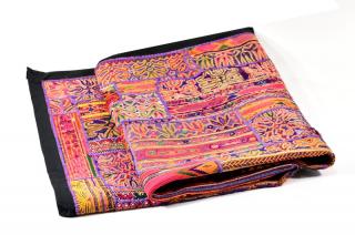 Sanu Babu Oranžová patchworková tapiséria z Rajastanu, ručné práce, 108x161cm