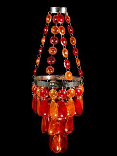 Sanu Babu Ozdobný plastový luster - stídnilo, červeno oranžové korálky, 53cm