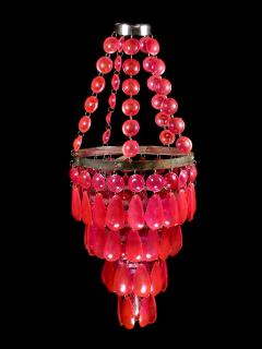 Sanu Babu Ozdobný plastový luster - tienidlo, ružové korálky, 61cm