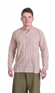 Sanu Babu Pánska košeľa-kurta z ľahkej látky, s dlhým rukávom a vreckom, béžová XL