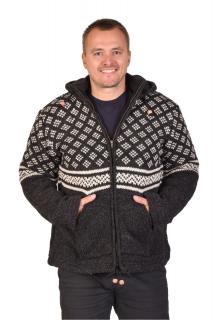 Sanu Babu Pánsky vlnený sveter, čierny s bielym vzorom L