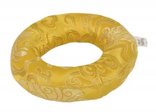 Sanu Babu Podložka pod tibetskú misu zo zlato-žltého brokátu, priem. 12cm (9E)