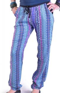 Sanu Babu Pohodlné dlhé nohavice s potlačou "Lexy", modro-ružové, elast.pas, vrecká XL