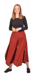 Sanu Babu Pohodlné voľné červené trojštvrťové nohavice, guma v páse L/XL