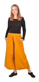 Sanu Babu Pohodlné voľné žlté trojštvrťové nohavice, guma v páse a vrecká S/M