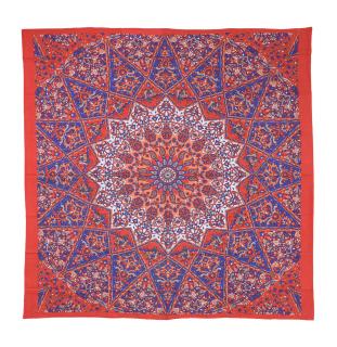 Sanu Babu Prehoz na posteľ, červeno-modrý, Mandala a slony 220x230cm