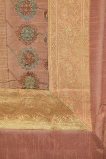 Sanu Babu Prehoz na posteľ, hnedo-ružový, brokátový, ručné práce, 266x224cm