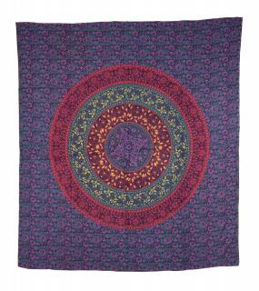Sanu Babu Prehoz na posteľ, Mandala, kvety, farebný 220x230cm