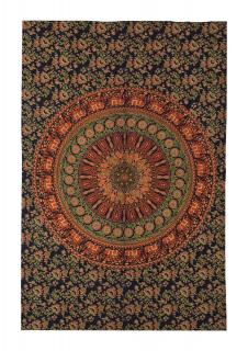 Sanu Babu Prehoz s tlačou, Mandala, zeleno-červený 130x210 cm