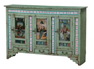 Sanu Babu Presklená skriňa z teakového dreva, 181x41x120cm