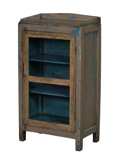 Sanu Babu Presklená skrinka z teakového dreva, šedá patina, 53x31x95cm