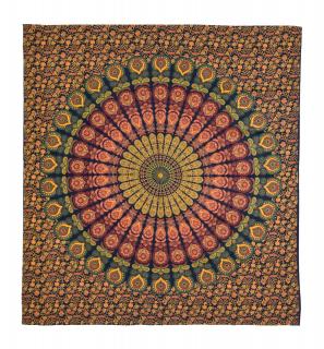 Sanu Babu Prikrývka na posteľ, "Barmeri round mandala", 220x230cm (8M)