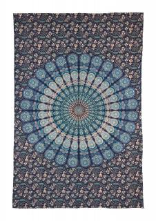 Sanu Babu Prikrývka na posteľ "Barmery round" pávie perá, 130x210cm