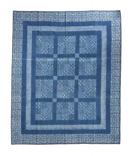 Sanu Babu Prikrývka na posteľ, dvojitý, prešívaný patchwork, modrotlač, 248x274cm (2D)