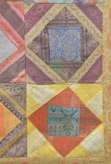 Sanu Babu Prikrývka na posteľ, farebný patchwork, brokátový, ručné práce, 260x220cm