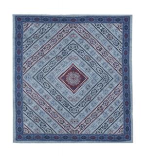 Sanu Babu Prikrývka na posteľ modro-vínový s kosoštvorcami, tlačený patchwork, 230x202cm