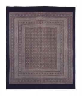 Sanu Babu Prikrývka na posteľ, modrý, blockprint, ručná práca, 280x230cm