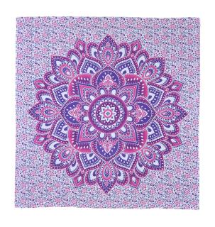 Sanu Babu Prikrývka na posteľ, ružovo-fialová tlač, mandala, 220x230cm