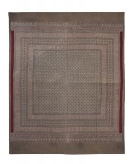 Sanu Babu Prikrývka na posteľ, vínovo-béžový, blockprint, ručné práce, 270x230cm