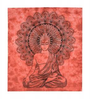 Sanu Babu Prikrývka s tlačou Budha, čierno-červená 200x230cm