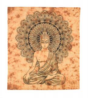 Sanu Babu Prikrývka s tlačou Budha, čierno-žltý 200x230cm