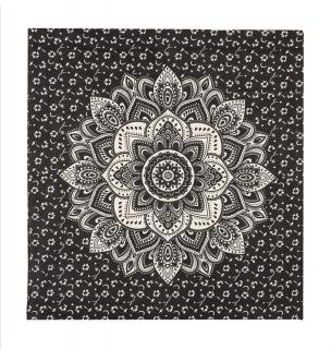 Sanu Babu Prikrývka s tlačou Mandala, čierno-biely 200x230cm