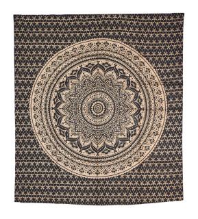 Sanu Babu Prikrývka s tlačou, Mandala, čierno-zlatý, 230x200 cm