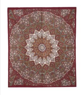 Sanu Babu Prikrývka s tlačou Mandala, vínovo-sivá 200x230cm