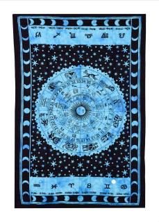 Sanu Babu Prikrývka s tlačou zverokruhu, modro-čierny 130x210cm