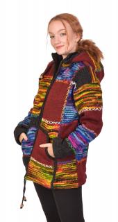 Sanu Babu Priliehavý vlnený sveter s kapucňou a vreckami, patchwork (6L) L