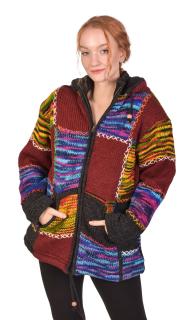 Sanu Babu Priliehavý vlnený sveter s kapucňou a vreckami, patchwork (6R) M