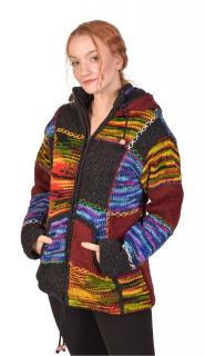 Sanu Babu Priliehavý vlnený sveter s kapucňou a vreckami, patchwork (6V) M