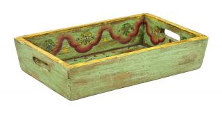 Sanu Babu Ručne maľovaná drevená tácka - podnos, 45x30x10cm