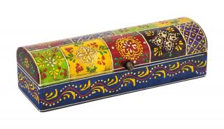 Sanu Babu Ručne maľovaná drevená truhlička z mangového dreva, 23x8x6, 5cm