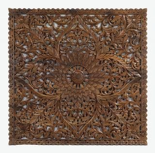 Sanu Babu Ručne vyrezaná mandala z mangového dreva, 150x3x150cm