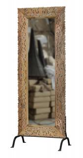 Sanu Babu Ručne vyrezávané zrkadlo z mangového dreva, samostojné, 74x48x193cm