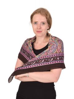 Sanu Babu Šatka s paisley potlačou tmavo hnedá, bavlna, štvorec 100x100cm