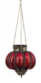 Sanu Babu Sklenená lampa, červená, železné prvky, priem. 23cm, výška 22cm