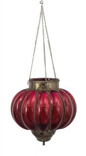 Sanu Babu Sklenená lampa, červená, železné prvky, priem. 25cm, výška 26cm