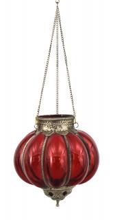 Sanu Babu Sklenená lampa, červená, železné prvky, priem. 25m, výška 24cm