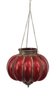 Sanu Babu Sklenená lampa, červená, železné prvky, priem. 28cm, výška 26cm