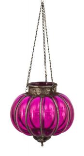 Sanu Babu Sklenená lampa, fialová, železné prvky, priem. 28cm, výška 26cm