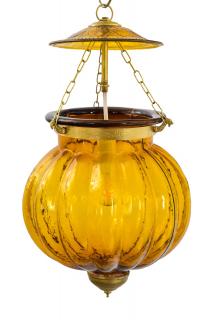 Sanu Babu Sklenená lampa, oranžová, mosadzné prvky, priem. 23cm, výška 40cm