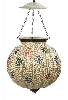 Sanu Babu Sklenená mozaiková lampa, biela, ručná práca, priemer 31cm, výška 32cm (4C)