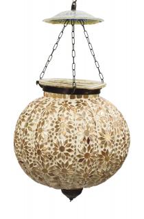 Sanu Babu Sklenená mozaiková lampa, biela, ručná práca, priemer 31cm, výška 32cm