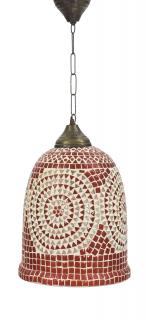 Sanu Babu Sklenená mozaiková lampa, červená, ručná práca, priemer 24cm, výška 33cm